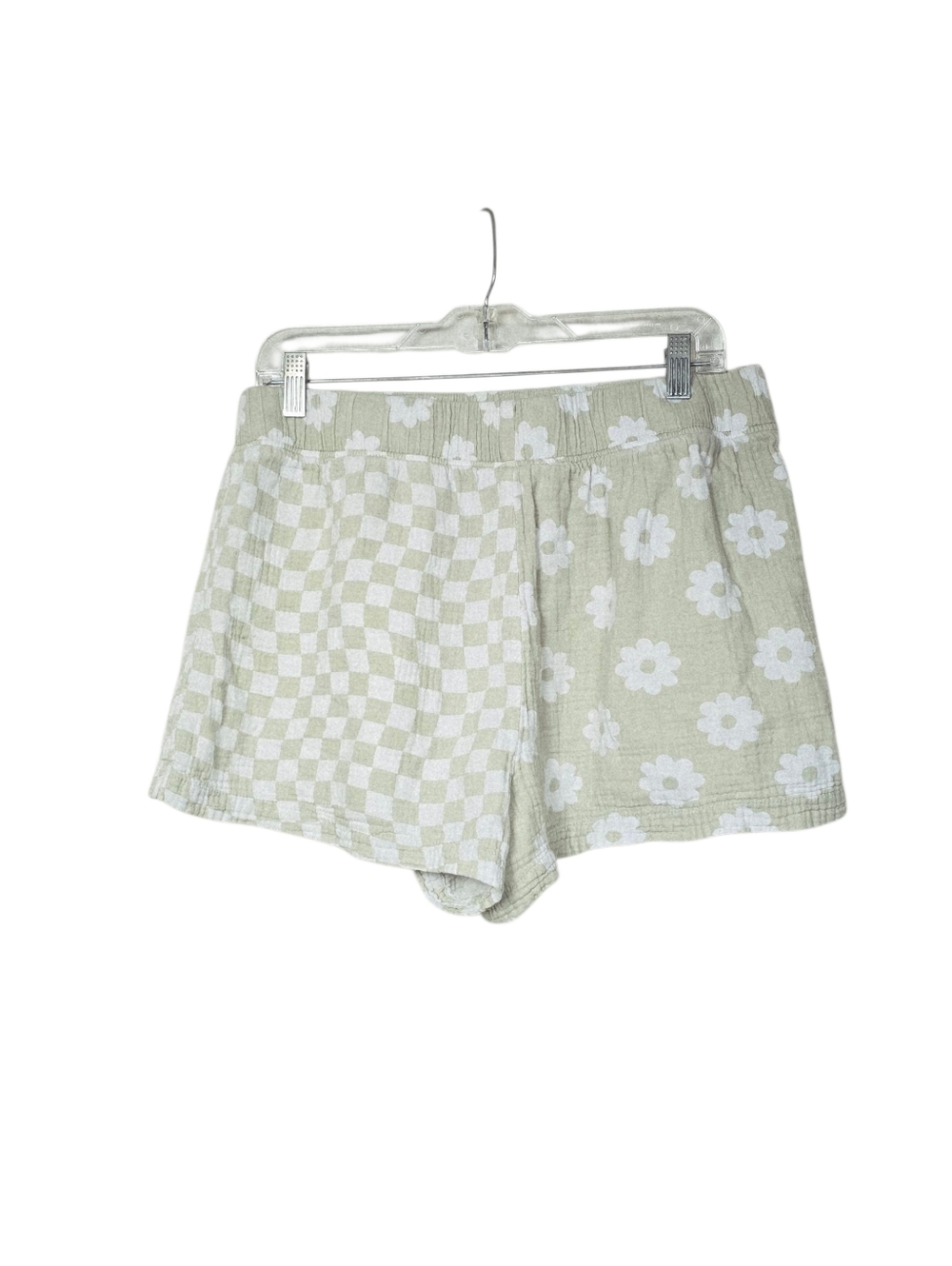 American Eagle Outfitters Sage Green Floral Gingham Mix Print Cotton Shorts XL - Picture 2 of 6